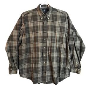 Ralph Lauren Blake Plaid Button Down Shirt Mens XL 100% Cotton Long Sleeve